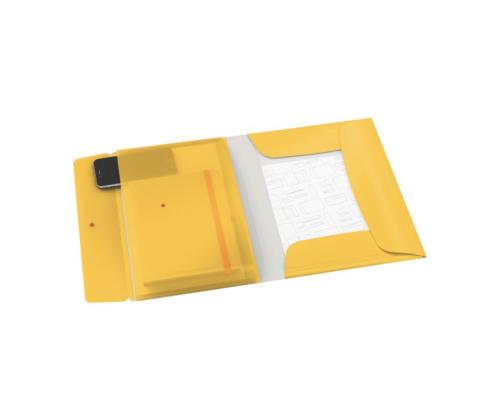 Muovinen kansi A4 kumilla lisätaskulla LEITZ Cozy keltainen
