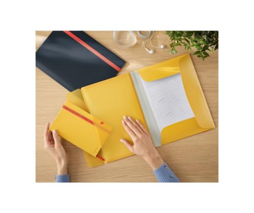 Muovinen kansi A4 kumilla lisätaskulla LEITZ Cozy keltainen