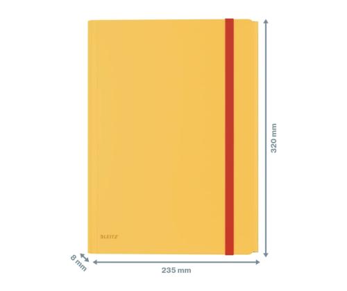Muovinen kansi A4 kumilla lisätaskulla LEITZ Cozy keltainen