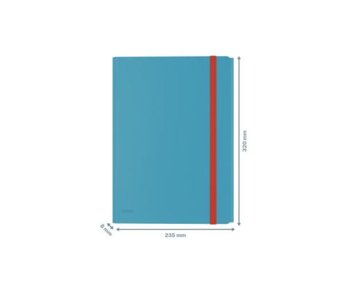 Muovinen kansi A4 kumilla lisätaskulla LEITZ Kodikas sininen