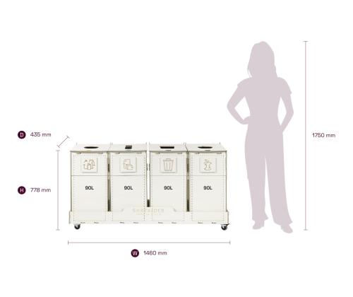 Jäteastia 90L x 5 lajitteluasema SORTER 90W4