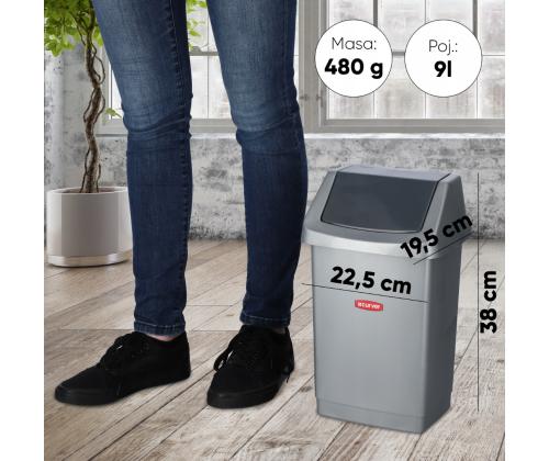 Roskakori 9L liikkuvalla kannella Swing valkoinen