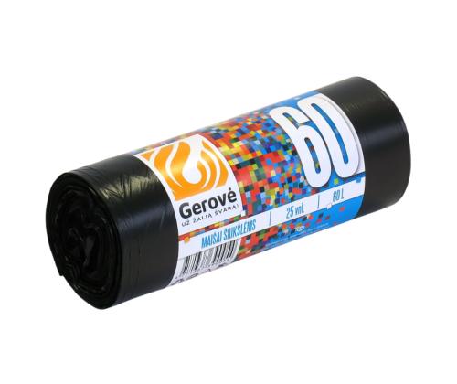 Roskapussi 60L, 25/rulla Elise musta