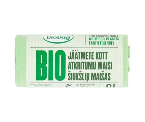 Jätesäkki 8L (390x410mm) 15mic biohajoava kompostoituva BIOBAG 25kpl