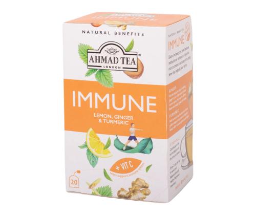 Hedelmätee AHMAD Immune sitruuna inkivääri ja kurkuma 20 kpl kirjekuoressa