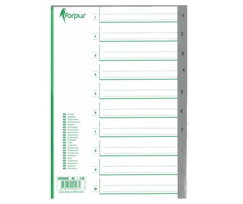 Välilehdet A4 1-10 harma muovia