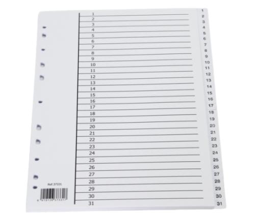 Välilehdet A4 1-31 valkoinen muovia HSK
