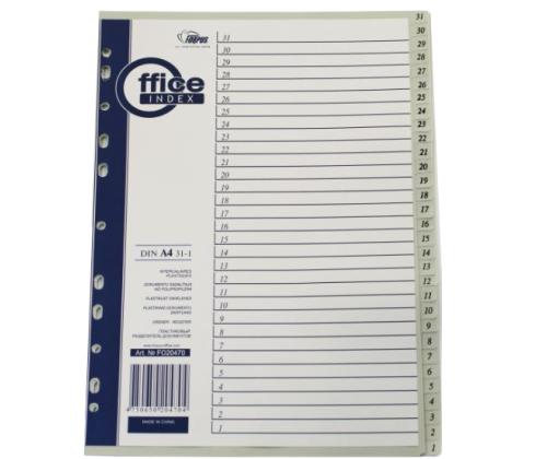 Välilehdet A4 31-1 harma muovia FO