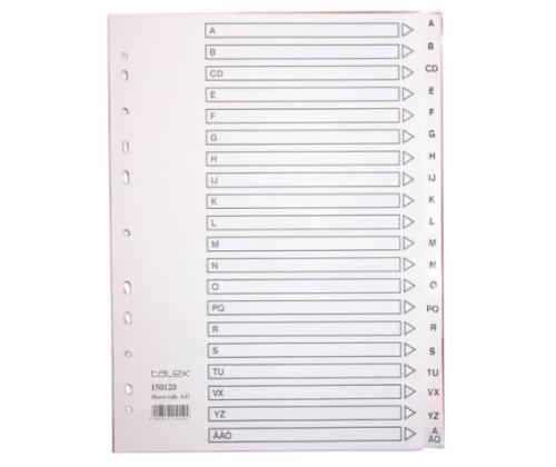 Välilehdet A4 A-Ö valkoinen muovia HSK