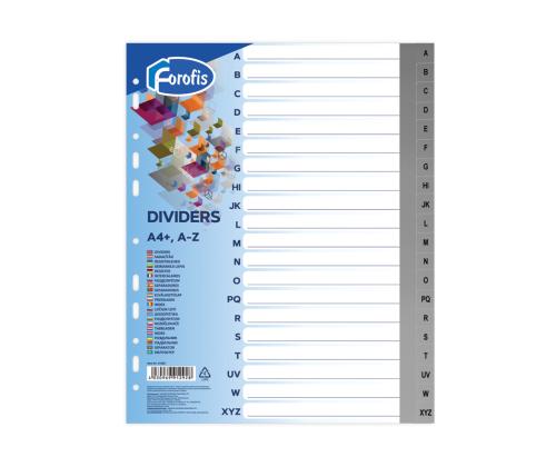 Välilehdet A4 + Maxi A-Z harma muovia