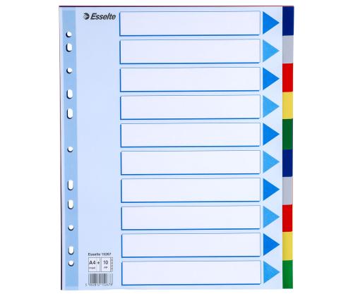 Rekisterikielekkeet ESSELTE Maxi A4+ 10 väriä muovia