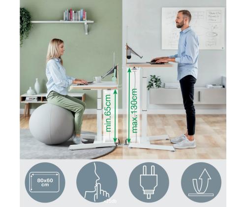 Työpöytä sähköinen LEITZ Ergo Small 800x600mm valkoinen