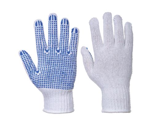 Puuvillaiset työhanskat PORTWEST A111WBR XL valkoiset sinisillä helmillä
