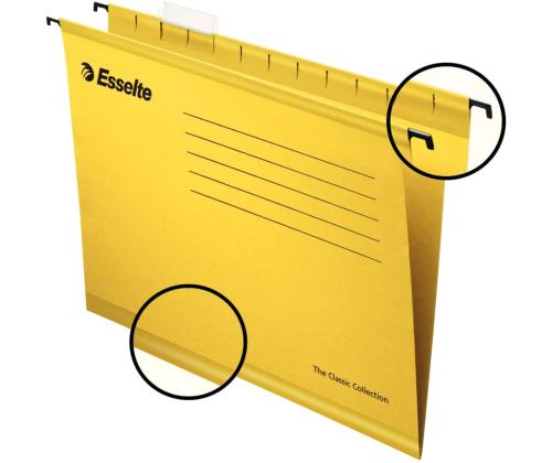 Ripustuspäälliset ESSELTE A4 pahvi keltainen 25 kpl