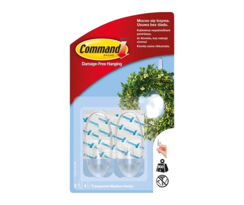 Ripustuskoukku 3M COMMAND 17091 läpinäkyvä M (900g) 2 kpl pakkauksessa