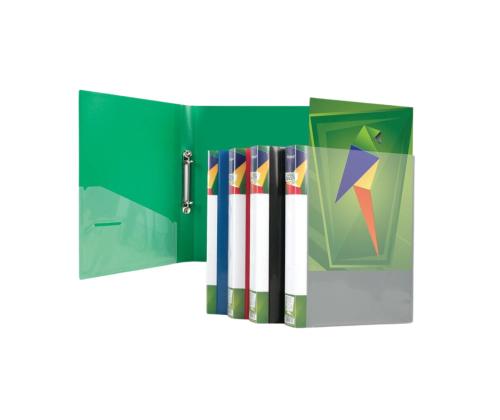 Rengaskansio A4 20mm, 2 renkainen etukansi taskulla punainen