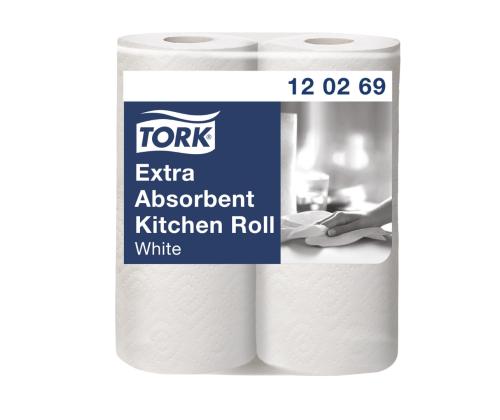 Vetopyyherulla Tork Premium Kitchen Rollvalkoinen 2-kert.