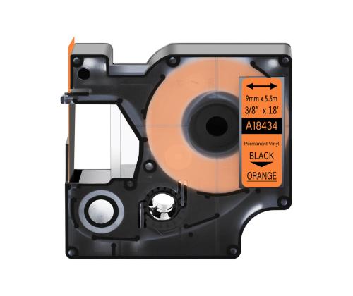 Liimakynä/merkintäteippi Dymo 18434 9mm musta/oranssi analoginen teippi