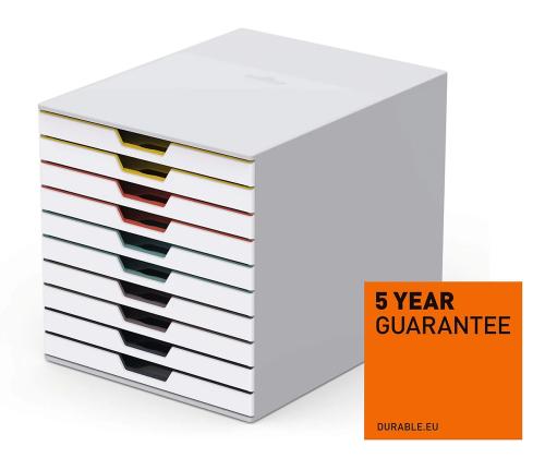 Laatikosto DURABLE 280x292x356mm 10 laatikkoa valkoinen
