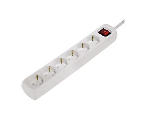 Jatkojohto kytkimellä HAMA 6-osainen 1,4m valkoinen