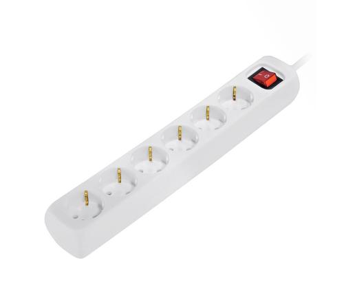 Jatkojohto kytkimellä HAMA 6-osainen 1,4m valkoinen