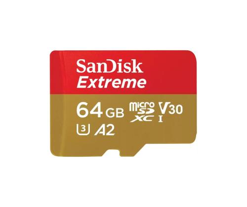 SANDISK Extreme, microSD, 64 GB - Muistikortti ja sovitin
