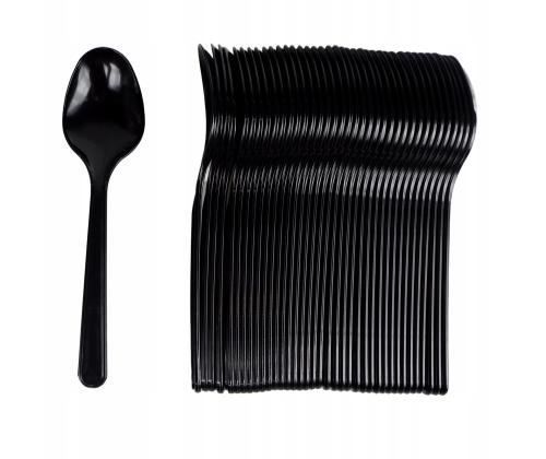 SERVIPACK Keittolusikka 50 kpl (musta, PS, erittäin vahva, uudelleenkäytettävä.)
