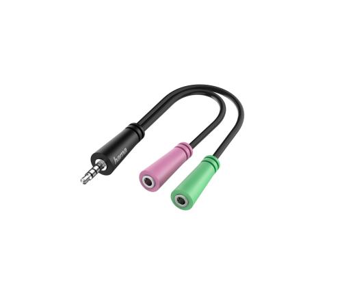 HAMA Audio Adapter, 4-nastainen, 3,5 mm pistoke - 2x 3,5 mm liitäntä - Kaapeli