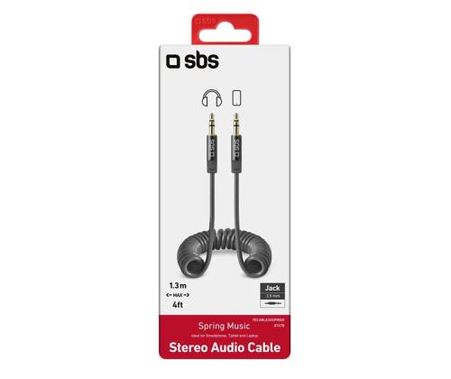 Kaapeli SBS Kelattu 3,5mm/3,5mm 25-130cm Musta