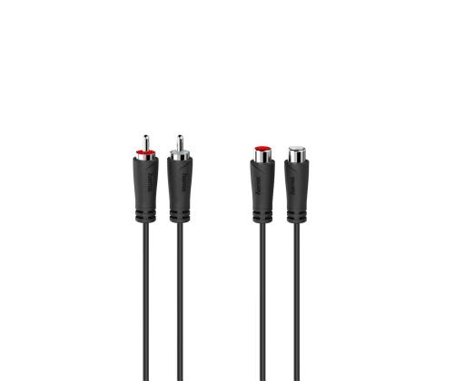 Hama Audio jatkokaapeli, 2 RCA-pistoketta - 2 RCA-liitintä, 3 m, musta - Kaapeli