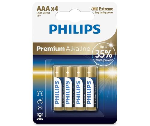4 x akku Philips LR03M AAA Premium Alkaline