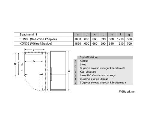 Bosch, NoFrost, 326 L, korkeus 186 cm, valkoinen - Jääkaappi ja pakastin