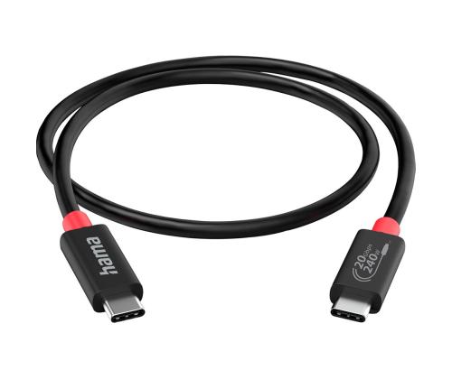 Hama USB-C/USB-C, USB 4.0, 20 Gbit/s, 5 A, 240 W, 2 m - latauskaapeli