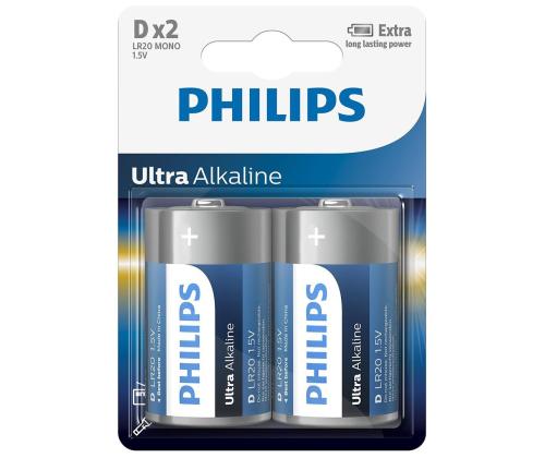 2 x akku Philips LR20E D Ultra Alkaline