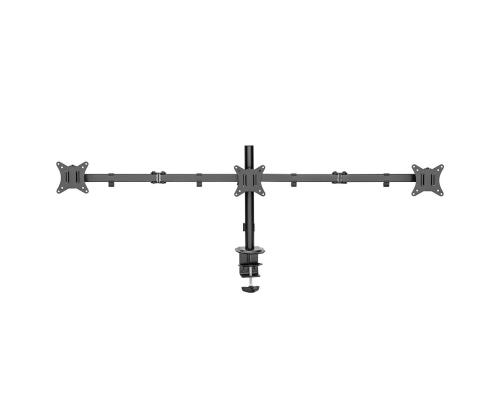 Deltaco Triple Desk Mount, 13-27'', musta - Monitorin kolmijalkainen jalusta