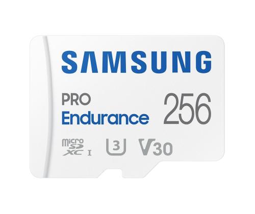 Samsung PRO Endurance, microSDXC + SD-sovitin, 256 Gt, valkoinen - Mälukaart