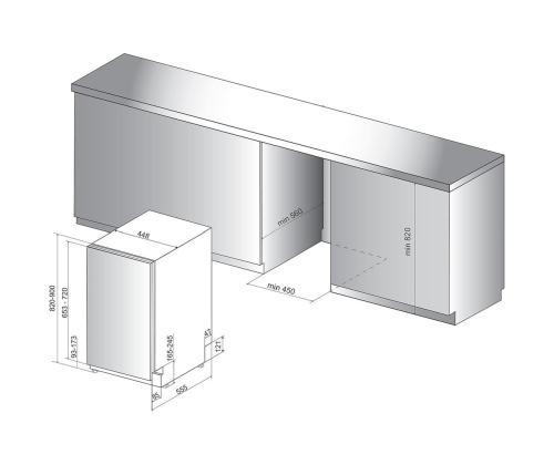 WHIRLPOOL integroitu astianpesukone (10 astiasarjaa)