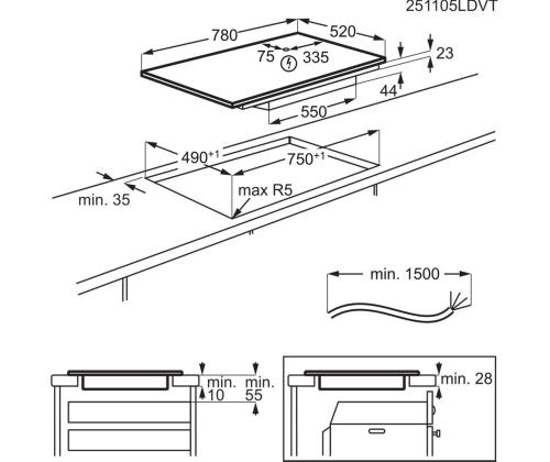 Electrolux 700 series SenseBoil Hob2Hood, leveys 80 cm, musta - Integroitu induktiokeittotaso