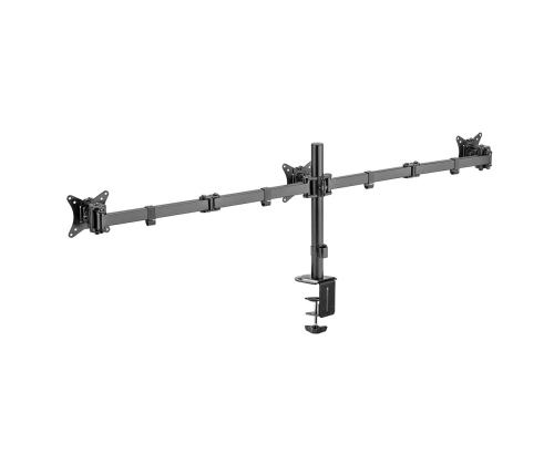 Deltaco Triple Desk Mount, 13-27'', musta - Monitorin kolmijalkainen jalusta