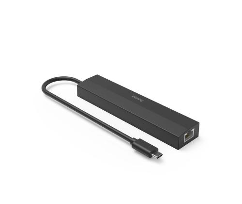 Hama USB-C Hub, 3x USB-A 3.2 Gen 1, USB-C, HDMI, LAN, musta - USB-jakaja