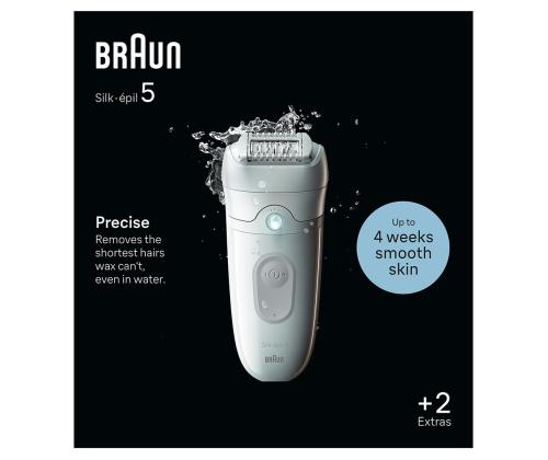 Braun Silk epil 5, märkä- ja kuivakäyttö, valkoinen - Epilaattori