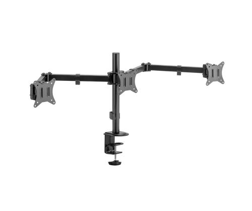 Deltaco Triple Desk Mount, 13-27'', musta - Monitorin kolmijalkainen jalusta