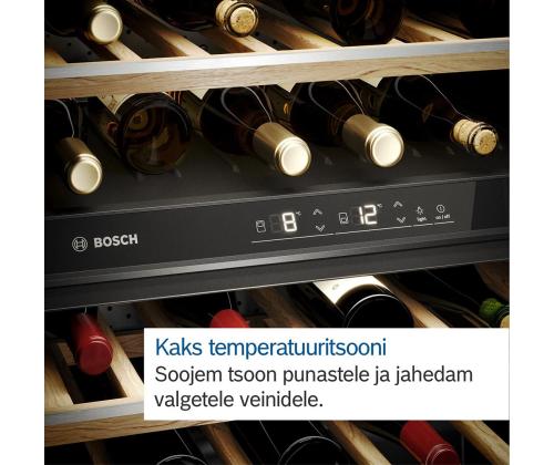 Bosch sarja 6, 199 pulloa, korkeus 186 cm, musta - Viinijäähdytin