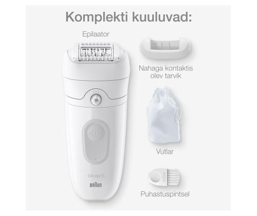 Braun Silk epil 5, märkä- ja kuivakäyttö, valkoinen - Epilaattori