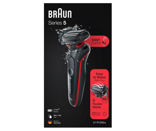 Braun Series 5, Wet & Dry, musta/punainen - Parranajokone
