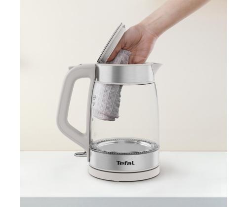 Tefal, 1,7 L, harmaa - Lasinen vedenkeitin