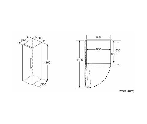 Bosch Series 4, NoFrost, 346 L, korkeus 186 cm, musta - Jääkaappipakastin