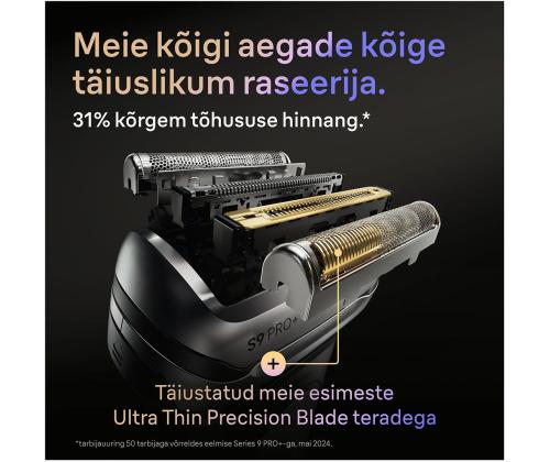Braun Series 9 Pro+ Wet & Dry, 6-osainen SmartCare-keskus ja PowerCase-matkalaukku, tummanharmaa - Pardel