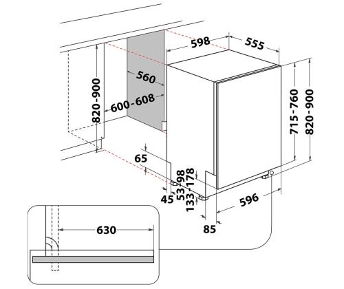 Whirlpool, 15 astiasettiä, leveys 60 cm - Integroitu astianpesukone