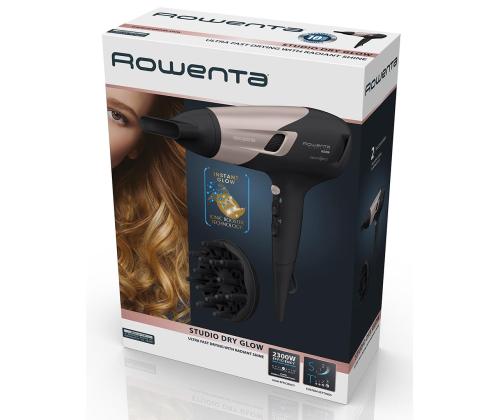 Rowenta Studio Dry Glow, 2100 W, must/roosa - Föön